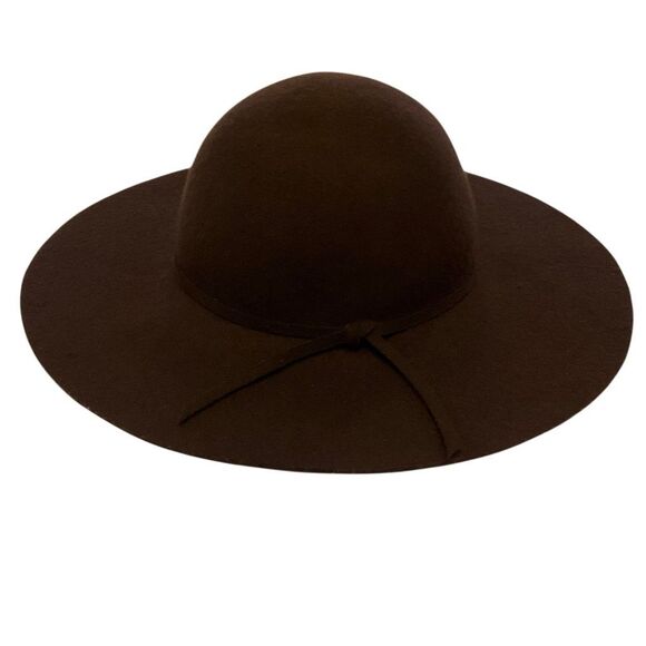 Chocolate Brown Rounded Floppy Annie Hall Hat Boho Eclectic Wide Brim - Picture 3 of 12